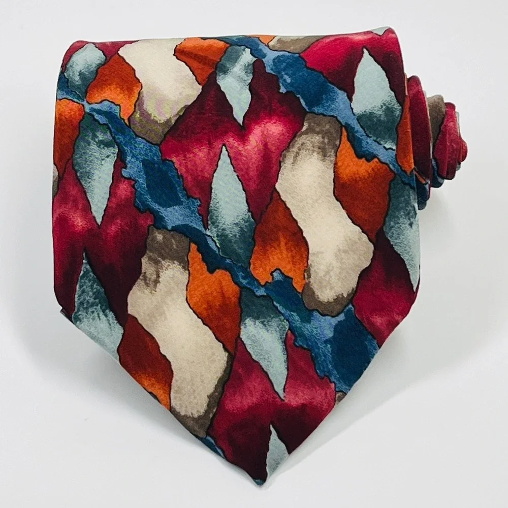 J. Garcia Blue Mountain Collection Six Silk Necktie Mens Multicolor Abstract 57